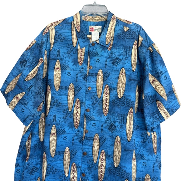 Hilo Hattie Blue Surfboard Print Front Button Hawaiian Aloha Shirt Men's Size 3X - Picture 5 of 10
